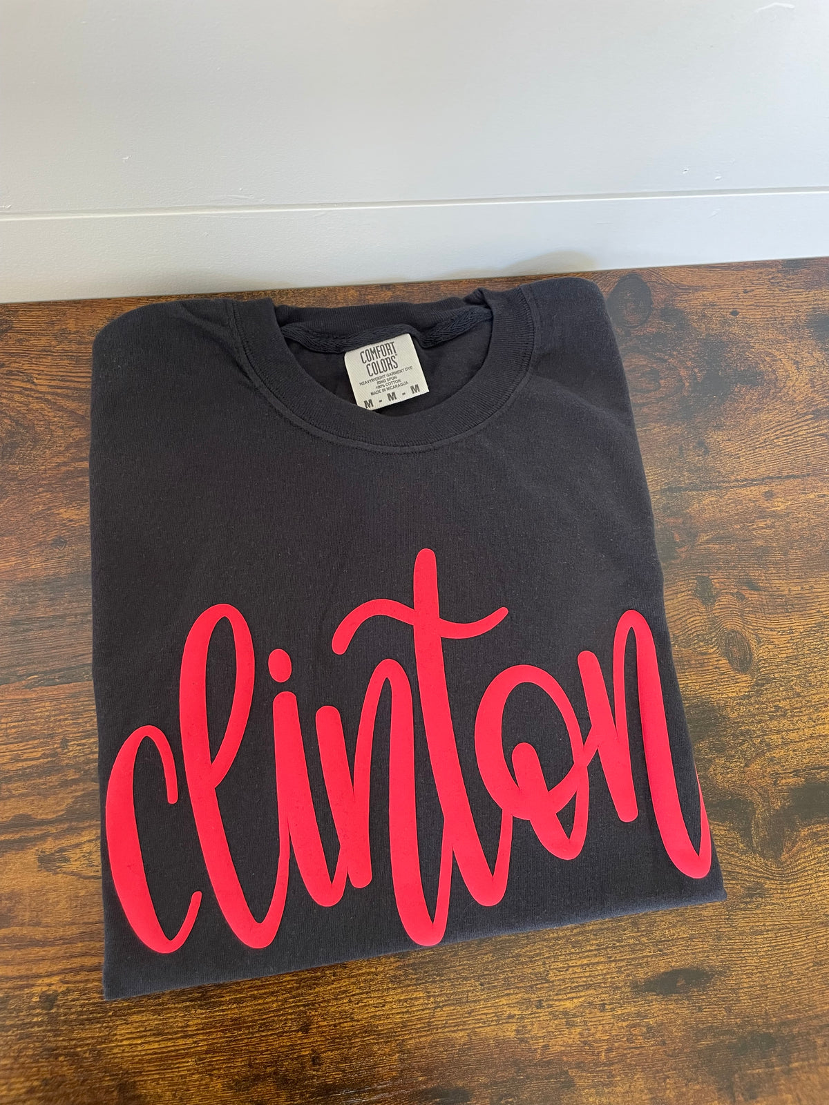 Clinton Black Shirt with Red Puff