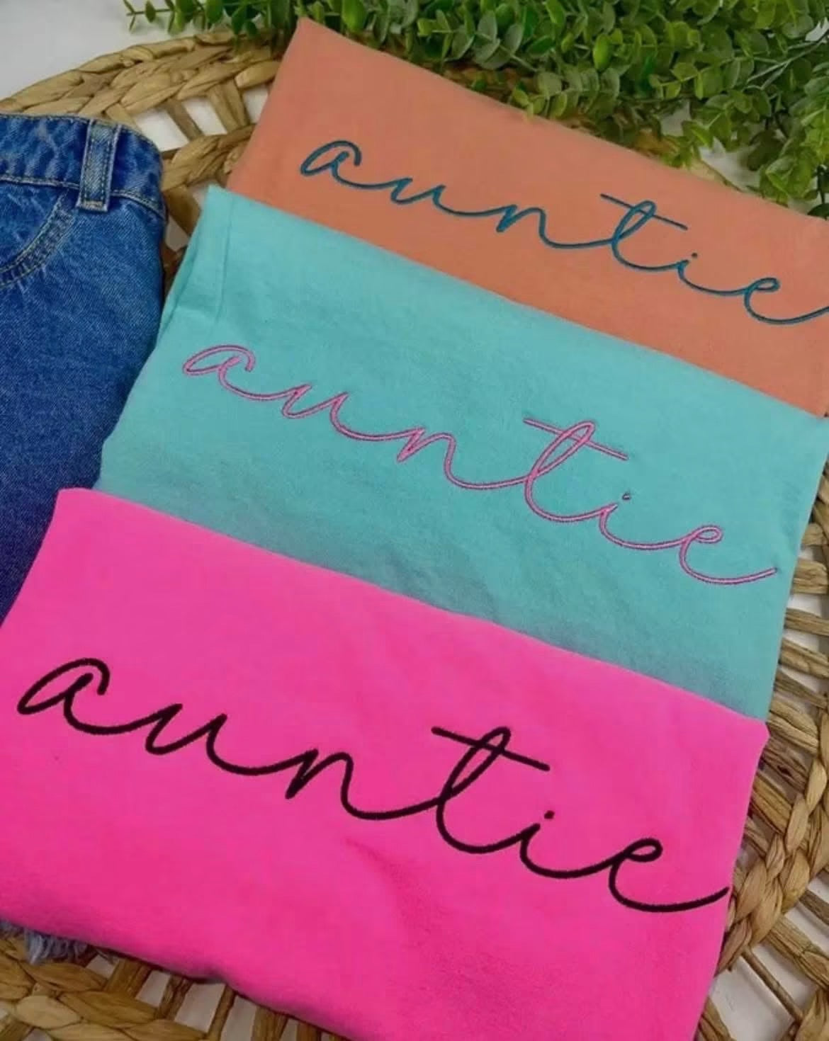 Orange Auntie Comfort Colors Shirt