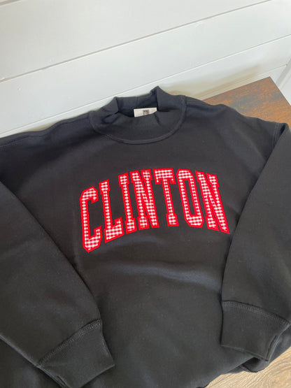 Clinton Embroidered Gingham Mockneck