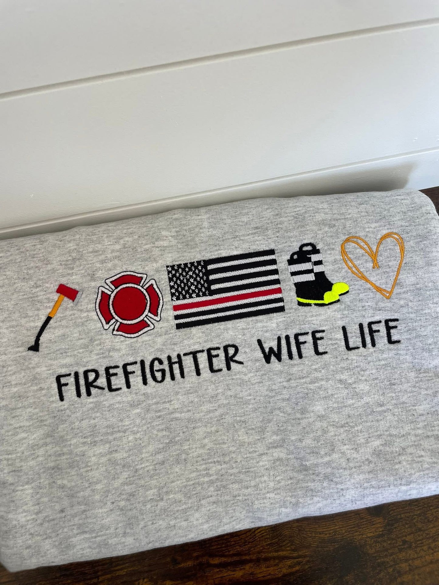 Firefighter Wife Embroidered Crewneck