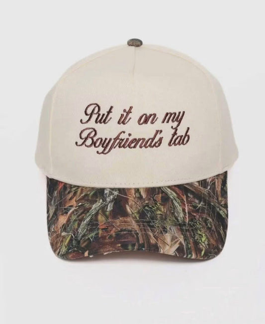 Put it on my boyfriends tab camo hat