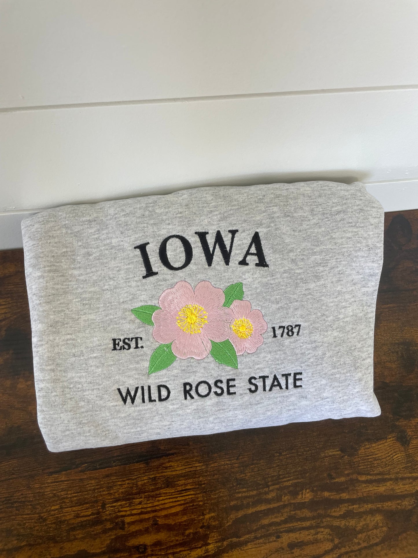 Iowa Flower Embroidered Sweatshirt