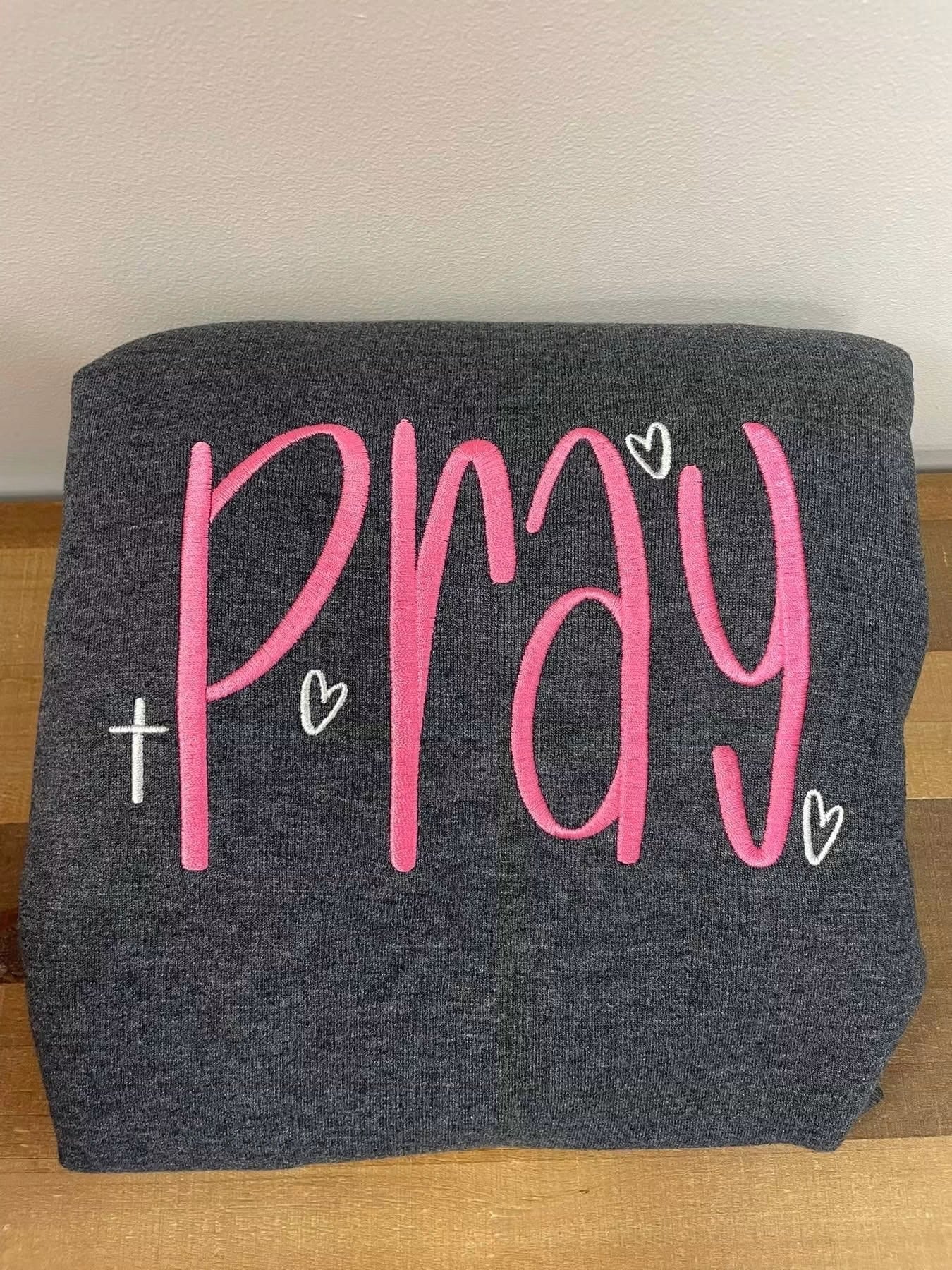 Embroidered Christian Pray Gildan Crewneck