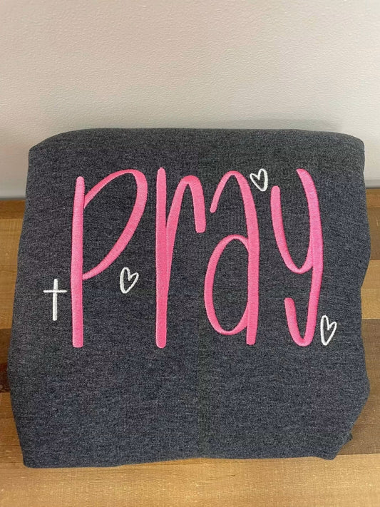 Embroidered Christian Pray Gildan Crewneck