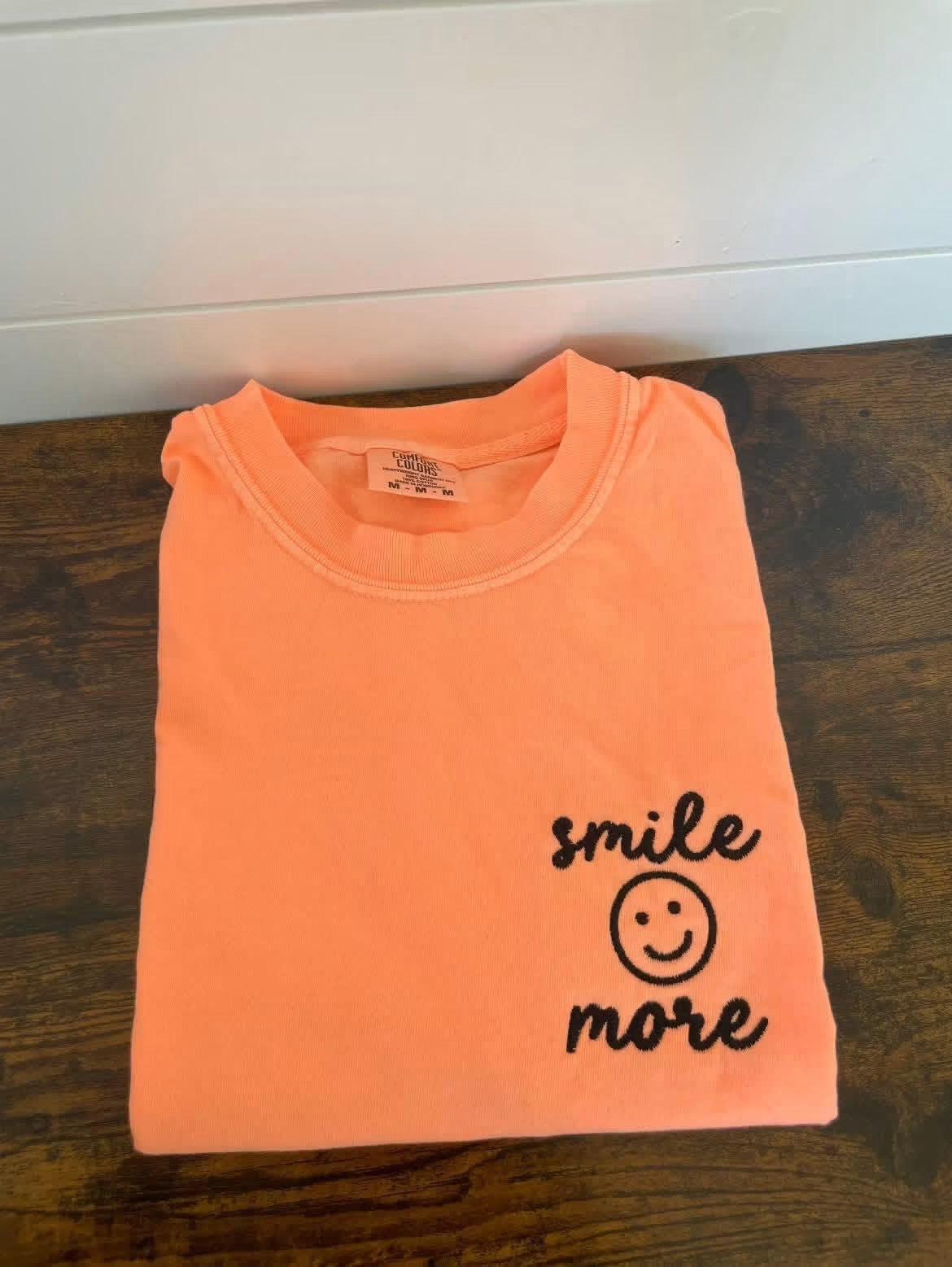 Smile More Embroidery Comfort Colors Graphic Tee