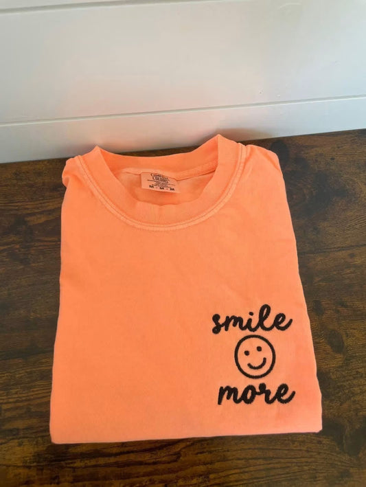 Smile More Embroidery Comfort Colors Graphic Tee