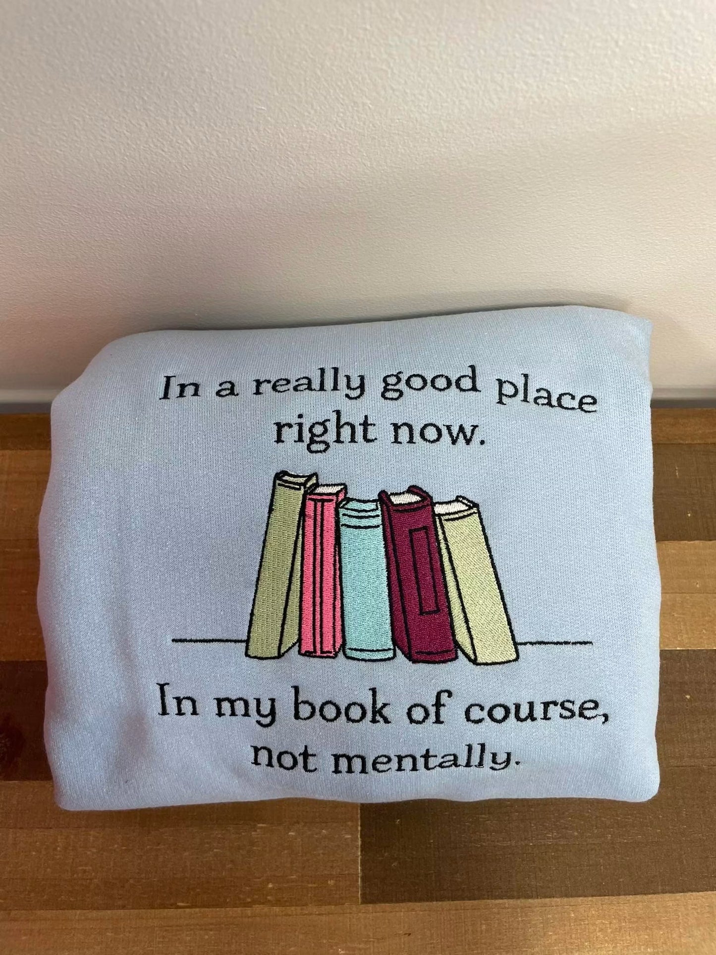 Embroidered Funny Book Reader Gildan Crewneck