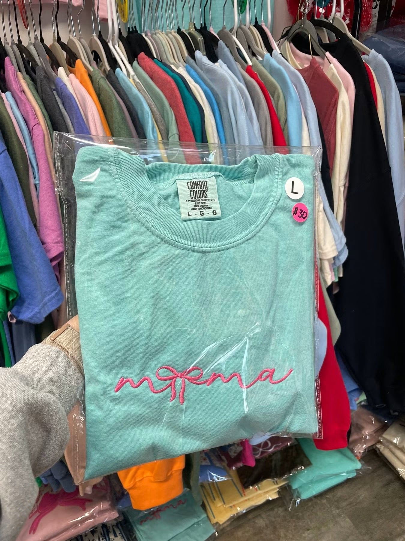 Mama Bow Mint Embroidered Shirt
