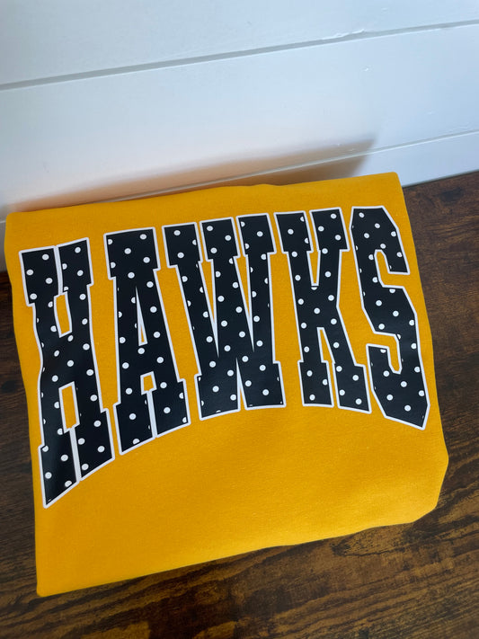 Gold Hawks Black Polka Dot Crewneck