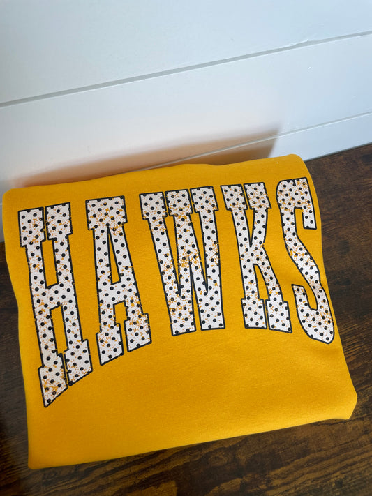 Gold Hawks White Polka Dot Crewneck