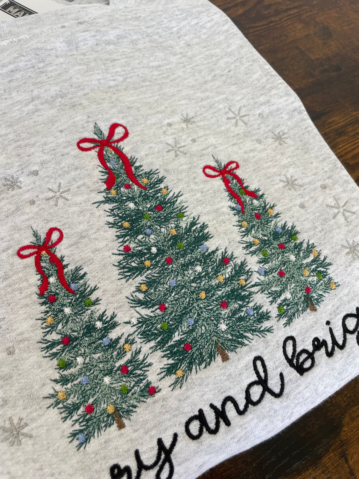 Merry and Bright Embroidered Christmas Crewneck