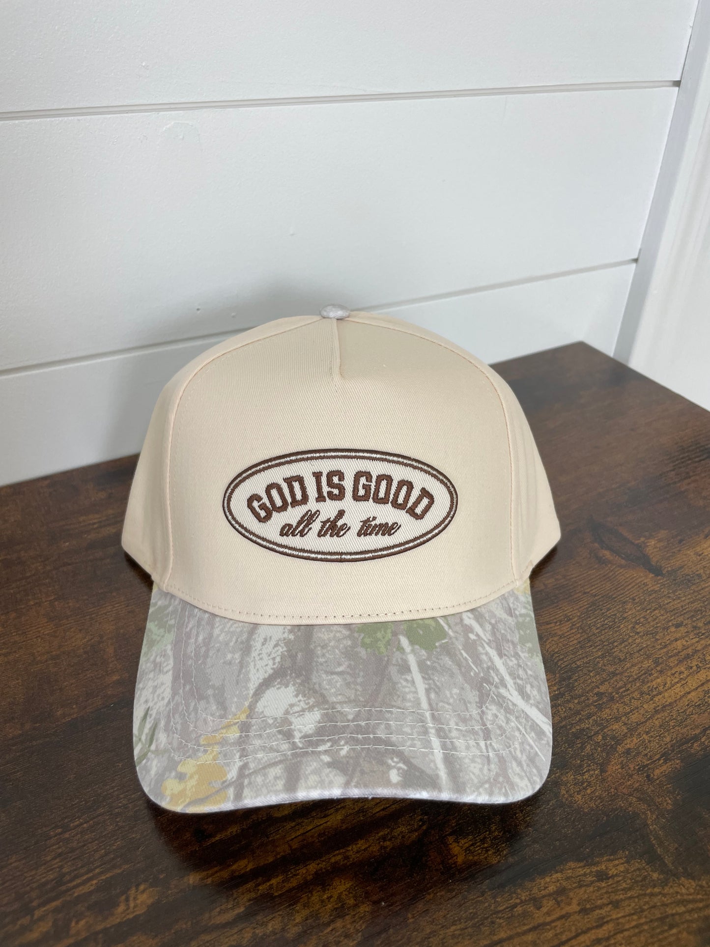 God is good all the time patch camo hat