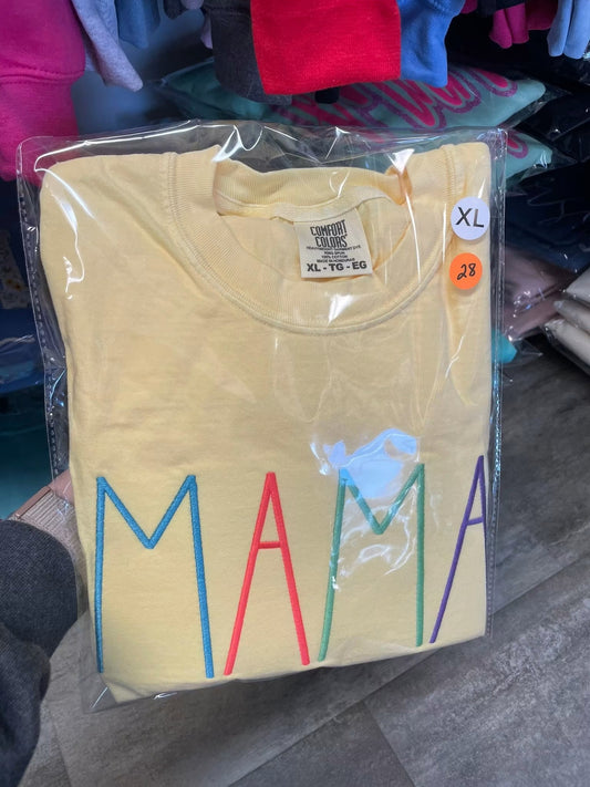 Yellow Mama Embroidered Tee