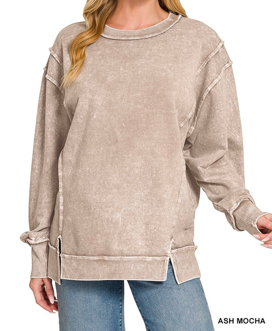 Ash Mocha Exposed Seam Pullover