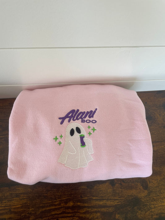 Energy drink boo embroidered crewneck