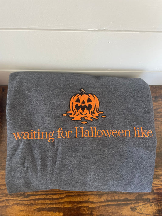 Waiting for halloween like embroidered crewneck