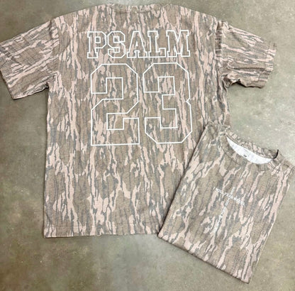 Mossy Oak Camo Psalm 23 Verse Front and Back Cross