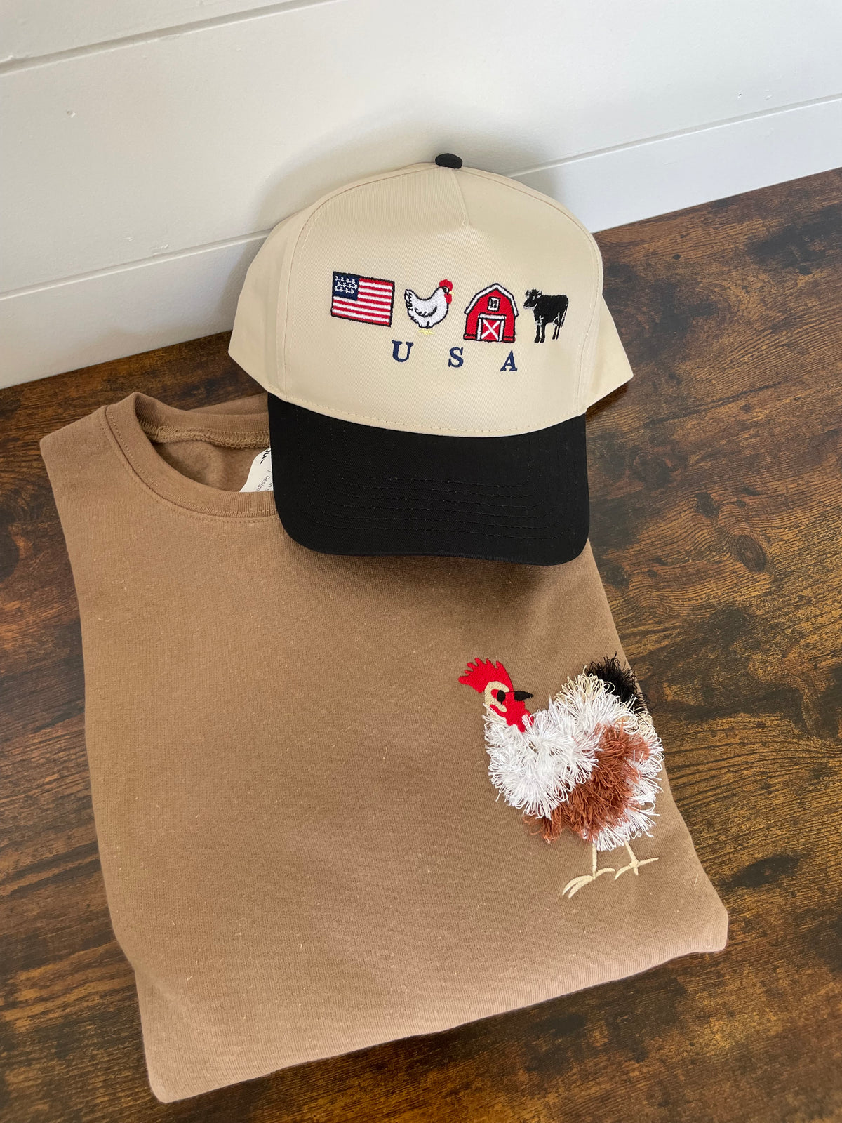Fringy Chicken Embroidered Crewneck