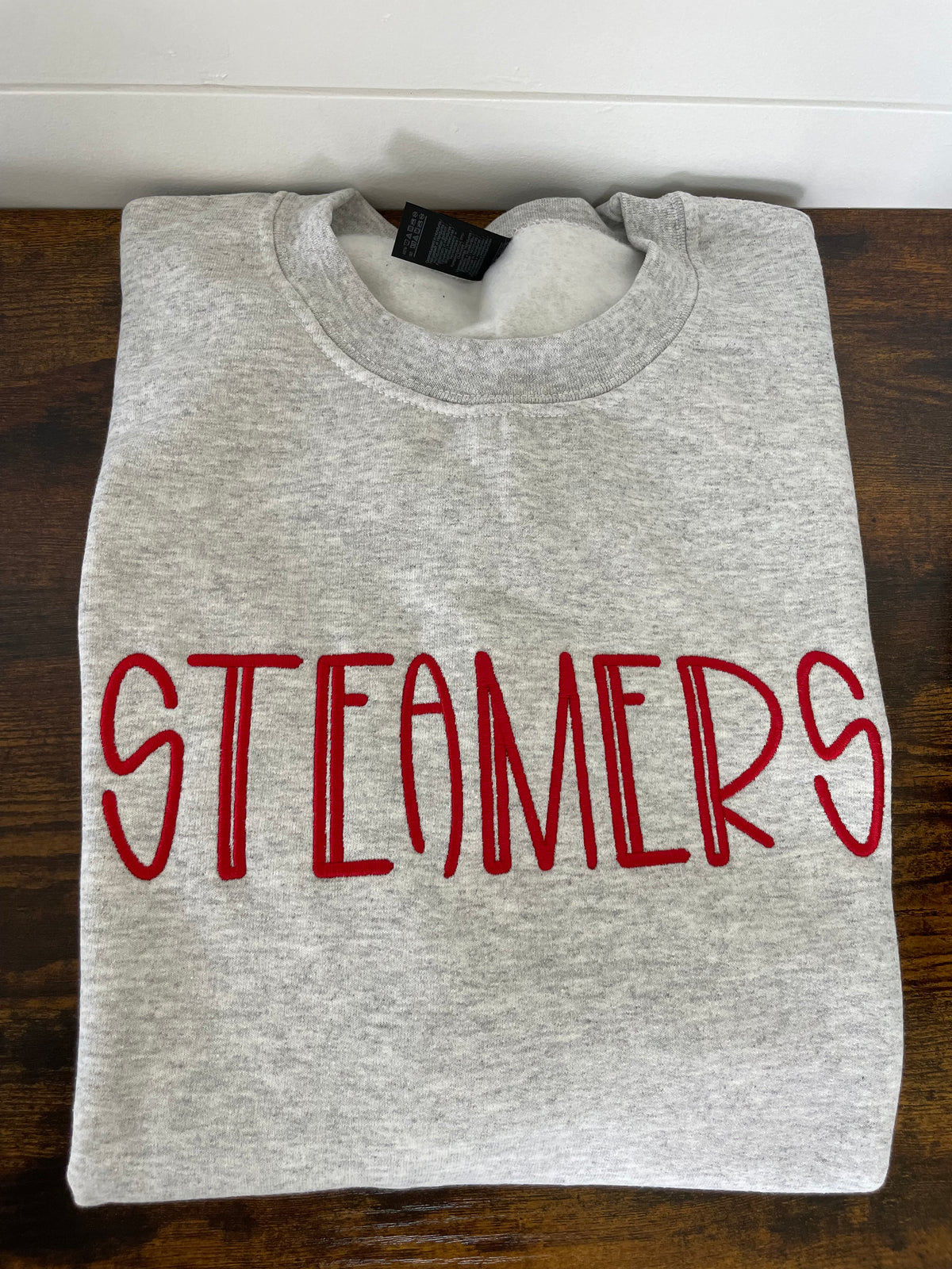 Steamers Ash Grey Embroidered Crewneck