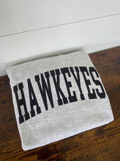 Hawkeyes Black Glitter Crewneck With Sleeve Detail