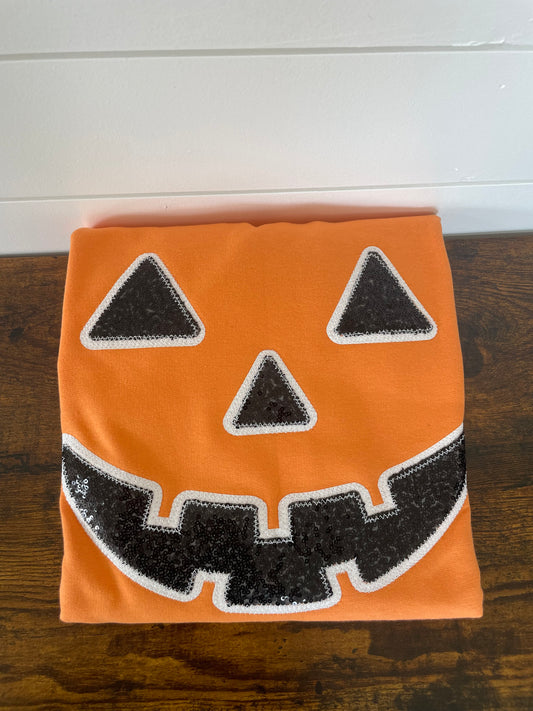 Bright Orange Jack O Lantern Crewneck