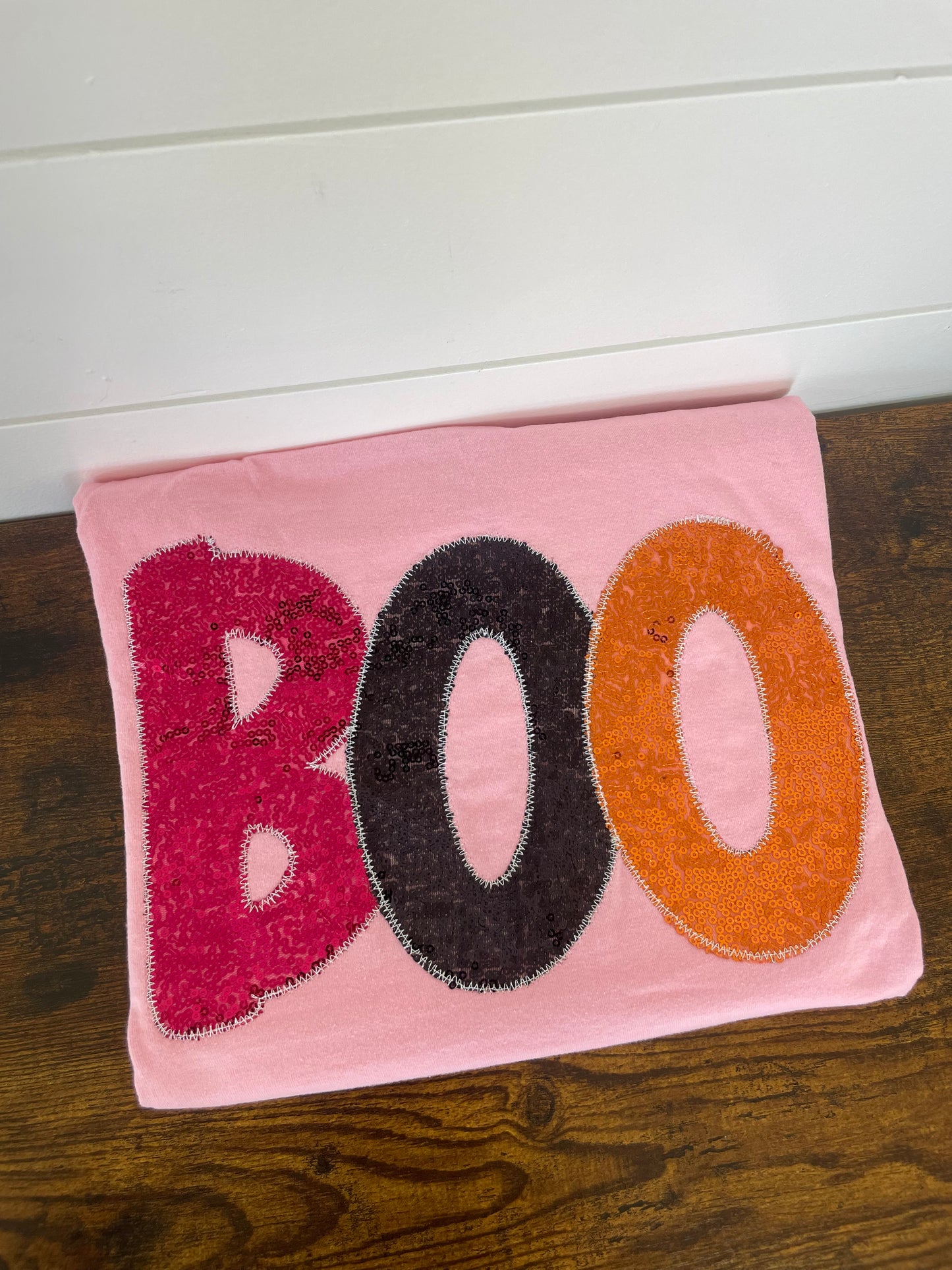 Light Pink Boo Sequins Shirt