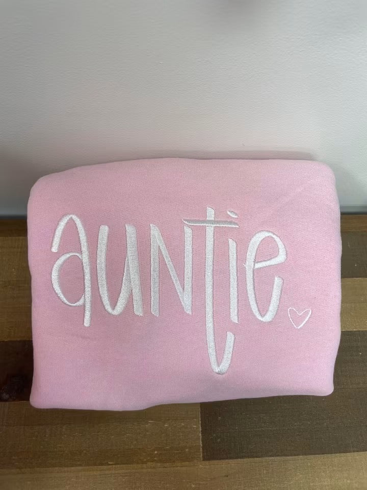 Light Pink Auntie Embroidered Crewneck