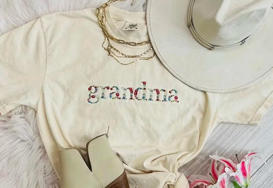 Grandma floral embroidered shirt