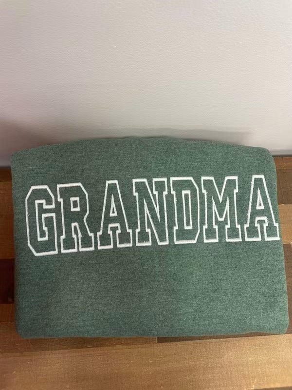 Grandma embroidered crewneck heather green