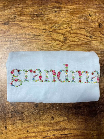 Grandma floral embroidered shirt