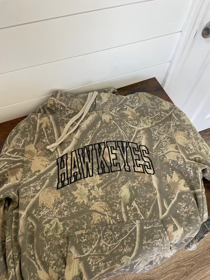 Hawkeyes Camo Embroidered Hoodie Sweatshirt