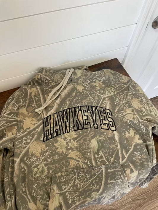 Hawkeyes Camo Embroidered Hoodie Sweatshirt