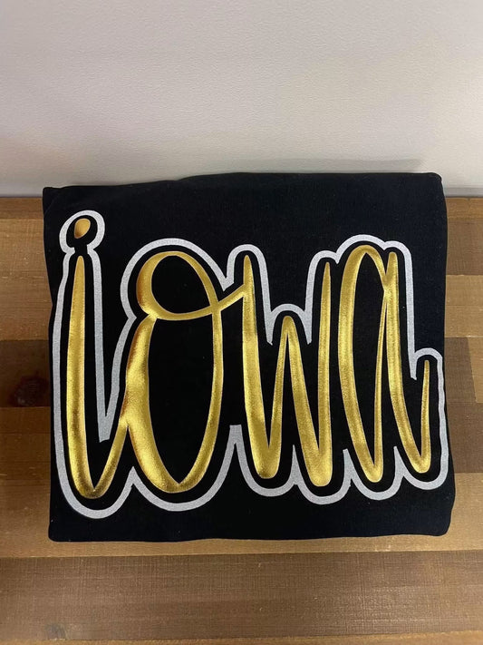Iowa Black Gold Puff Crewneck