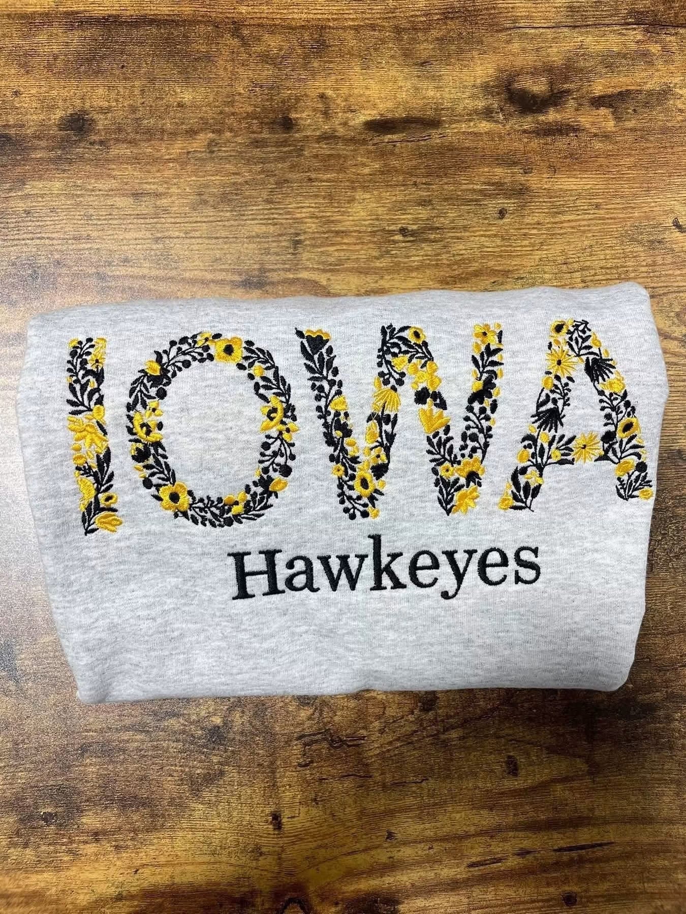 Iowa Floral Embroidered Crewneck