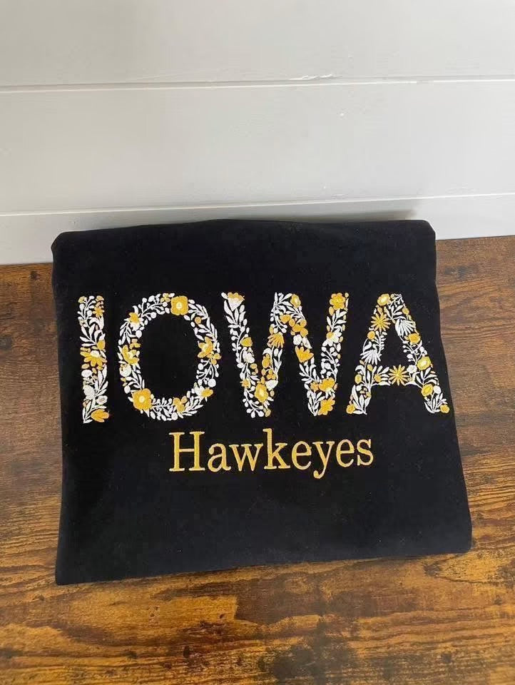 Iowa Floral Embroidered Crewneck