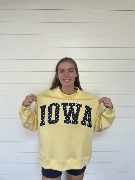 Iowa Polka Dot Yellow Mockneck