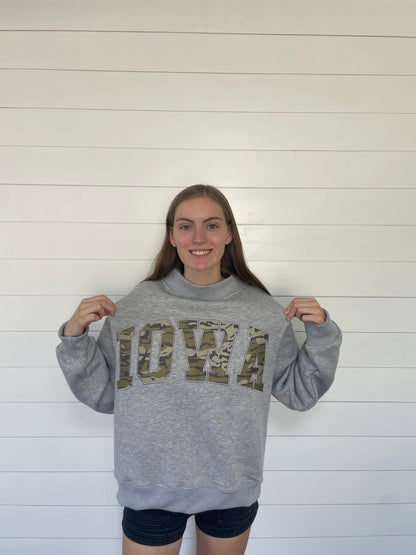 Iowa Camo Grey Mockneck
