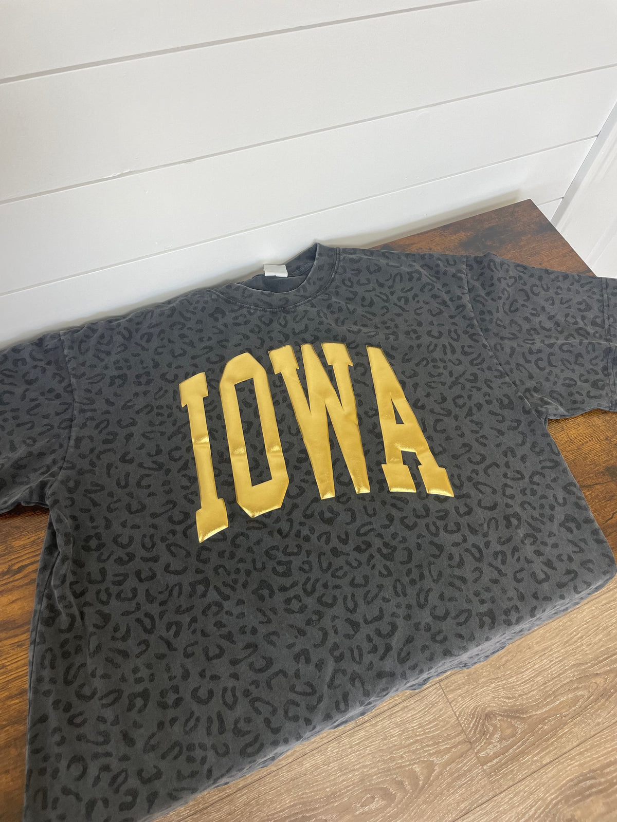 Iowa Black Leopard Puff Shirt