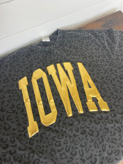 Iowa Black Leopard Puff Shirt
