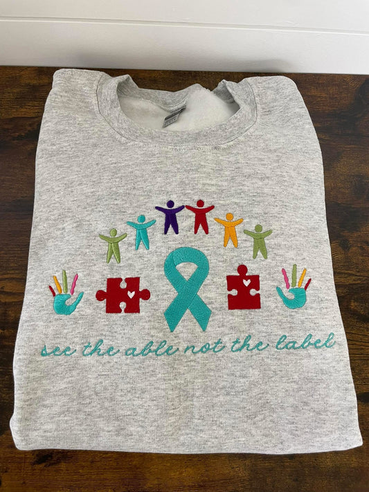 See The Able Not The Label Embroidered Crewneck