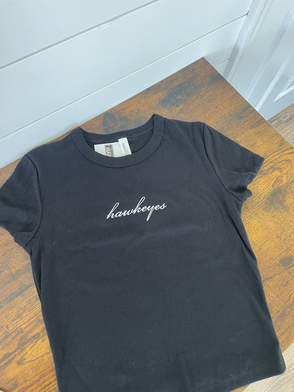Hawkeyes Embroidered Crop Baby Tee