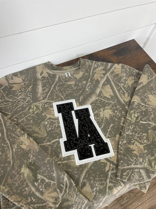 IA Camo Sequin Embroidered Crewneck Sweatshirt