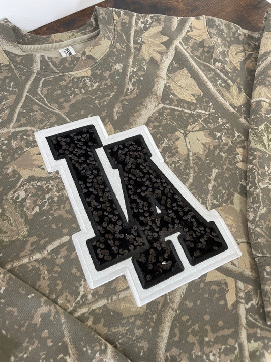 IA Camo Sequin Embroidered Crewneck Sweatshirt