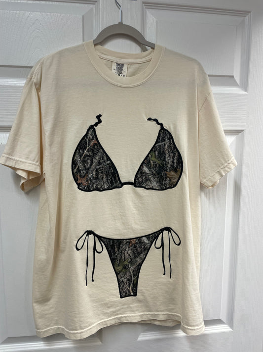 Camo Embroidered Bikini Shirt