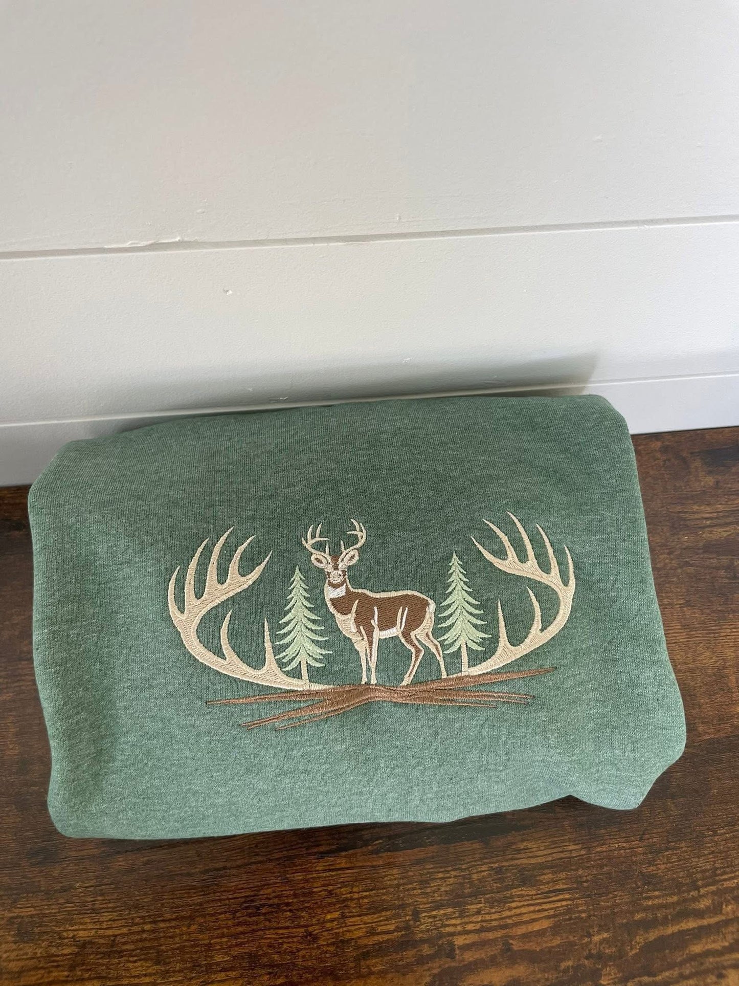 Deer Embroidered Crewneck
