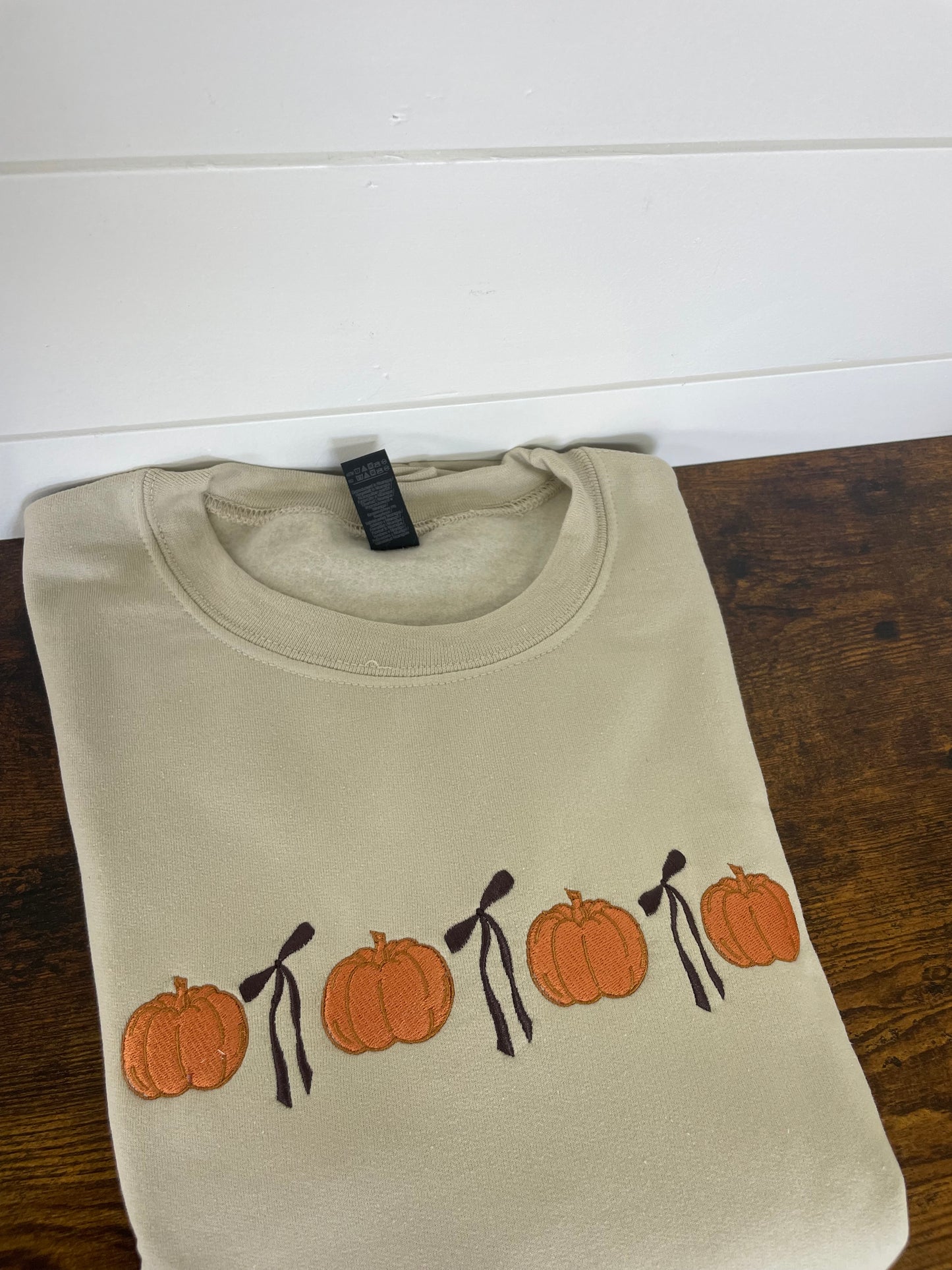 Pumpkin Bow Embroidered Crewneck