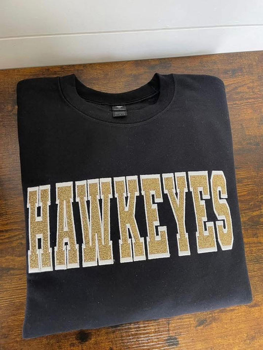 Hawkeyes Glitter Embroidered Crewneck