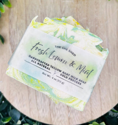 Fresh Lemon & Mint Tallow Goat Milk Soap