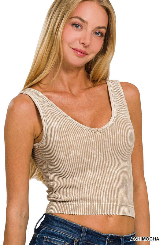 Washed Ribbed Tank Top