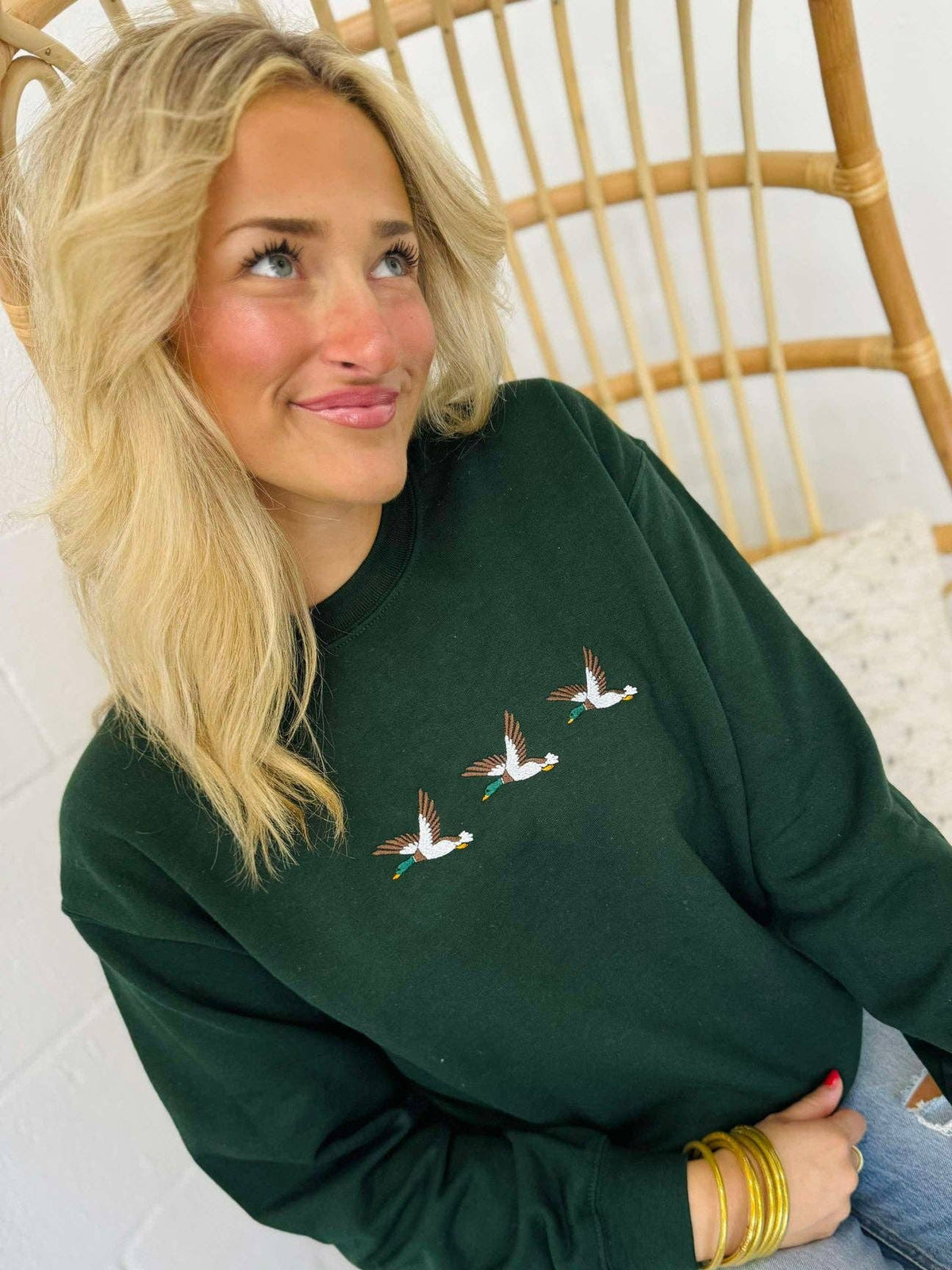 Three Mallard Duck Embroidered Crewneck